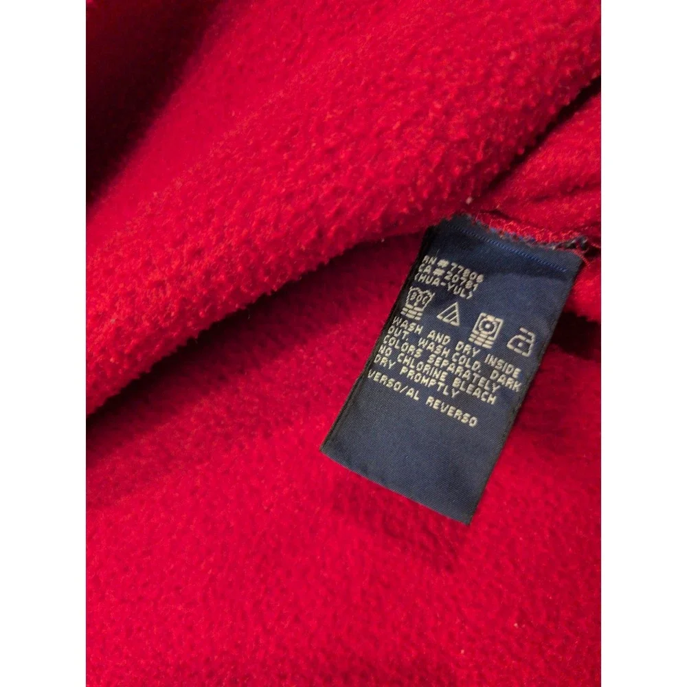 Tommy Hilfiger Mens XL Red Quarter Zip Fleece Pullover Navy White Stripe Vintage